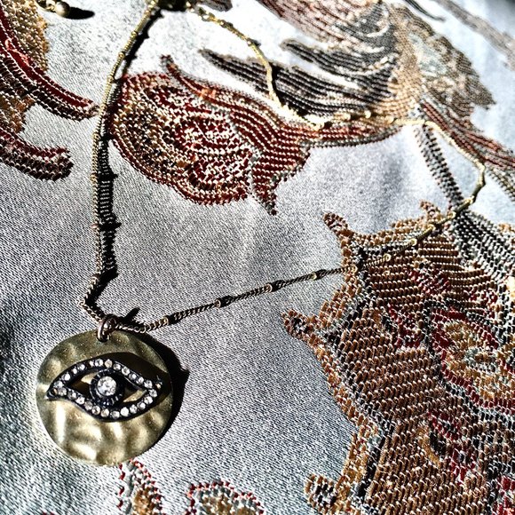 GOLD DAHLIA EVIL EYE NECKLACE - Picture 2 of 8